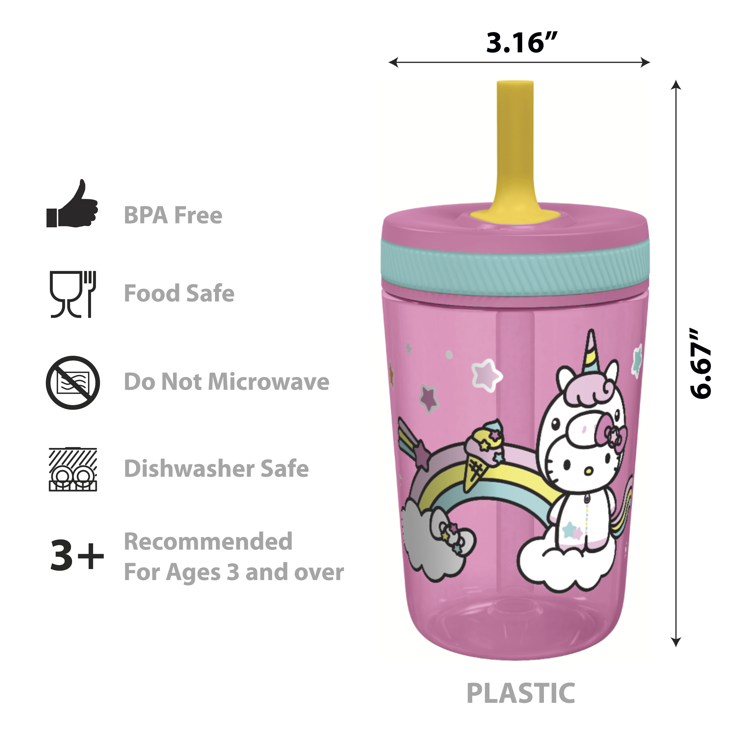 Sanrio 15 ounce Plastic Tumbler, Hello Kitty, 2-piece set slideshow image 8 Sanrio 15 ounce Plastic Tumbler, Hello Kitty, 2-piece set slideshow image 8