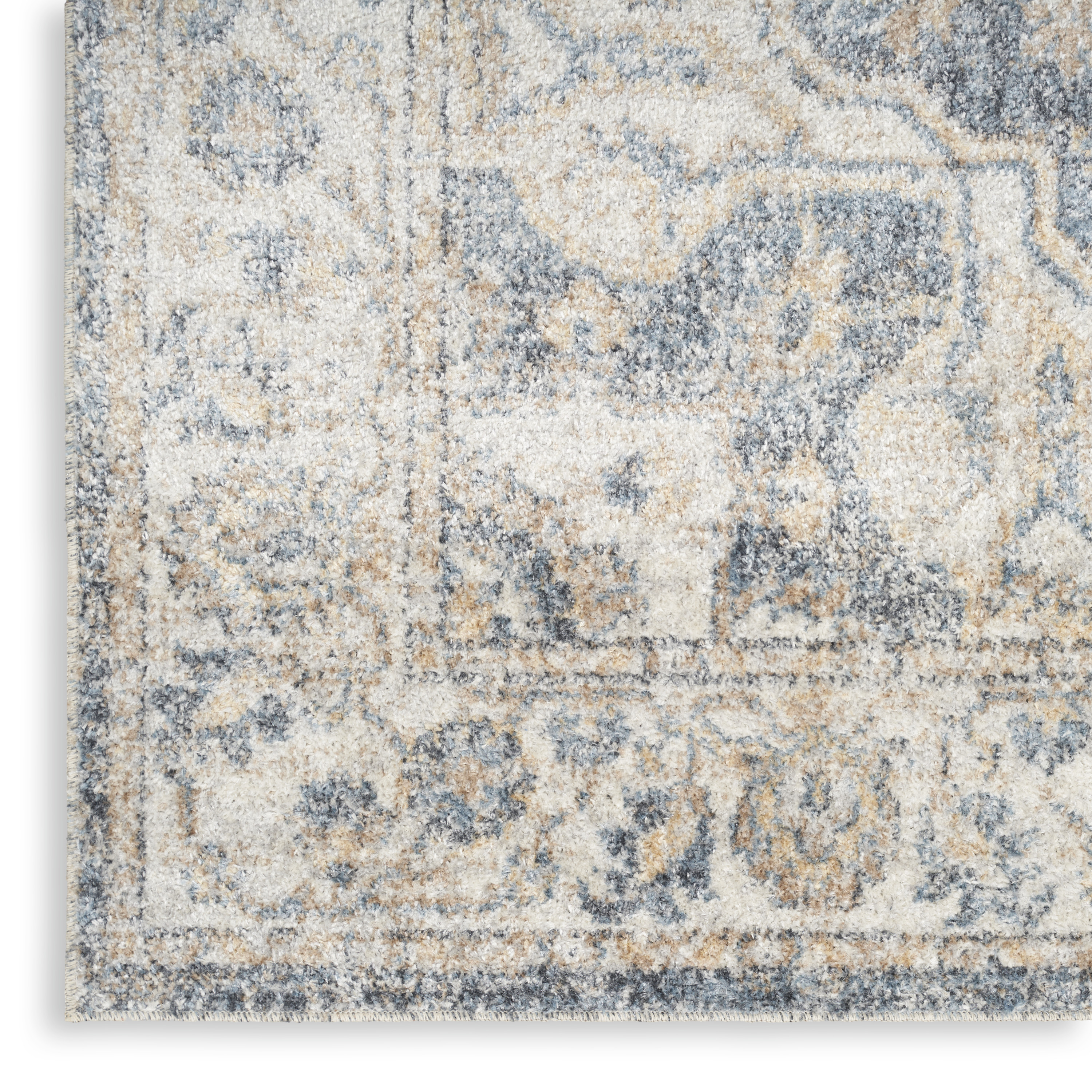 Nourison Astra Machine Washable 10' x 14' Grey Blue Vintage Indoor Rug