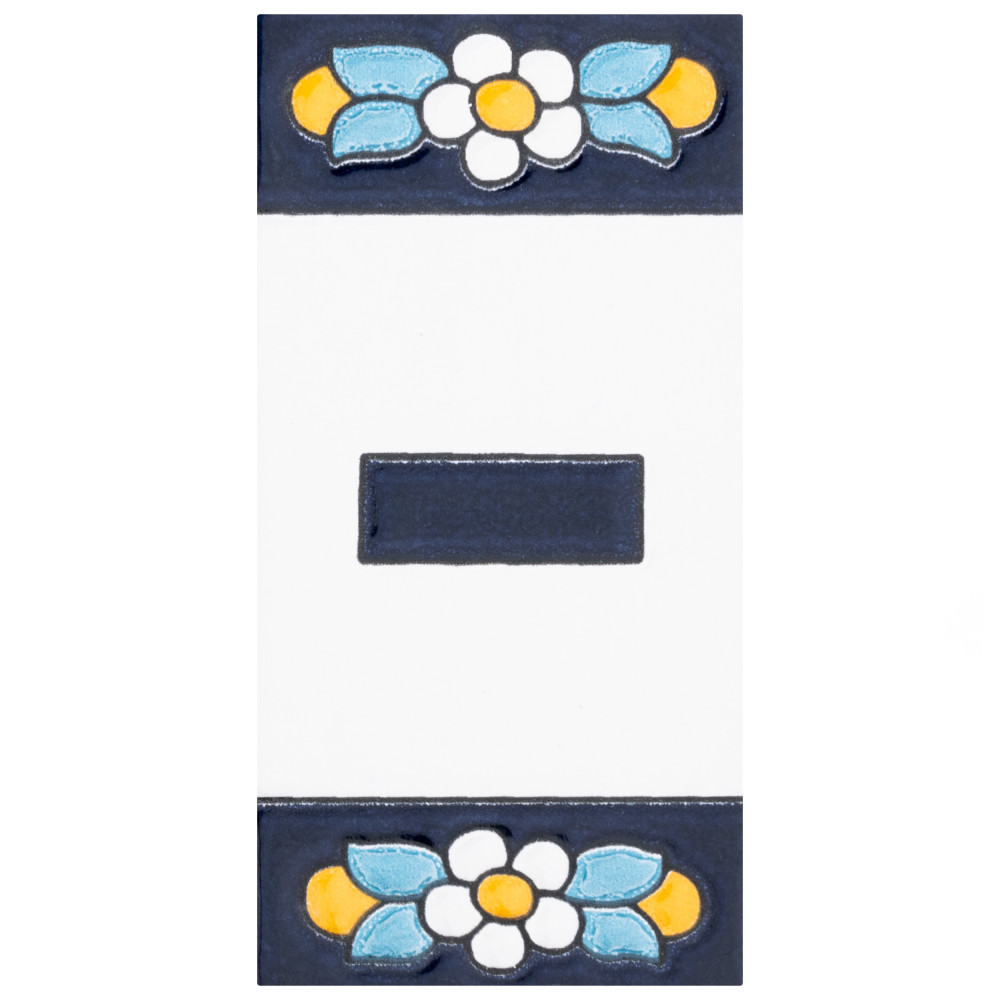 Sevillano Flora Address Accents Hyphen 2-1/8 in. x 4-3/8 in. Ceramic Wall Trim