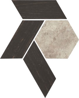 Orleans Beige & Black 12×10 Interlocking Hex Mosaic Matte