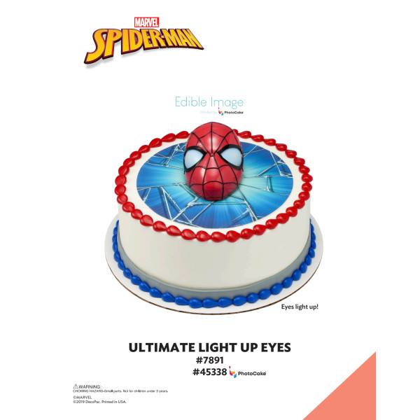 Marvel's Spider-Man™ Ultimate Light Up Eyes The Magic of Cakes® PhotoCake® Enhanced Round Background Page