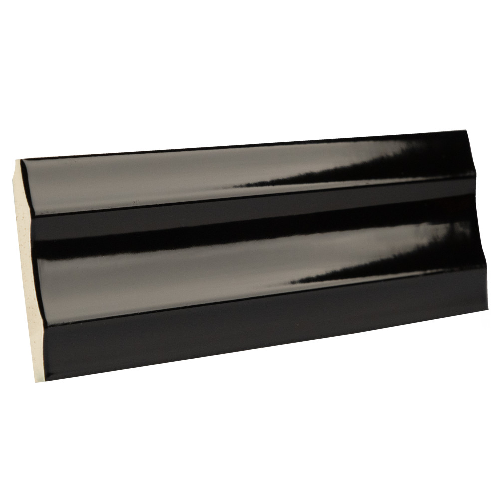 Crown Heights Maori Glossy Black 2-5/8 in. x 7-7/8 in. Ceramic Wall Tile