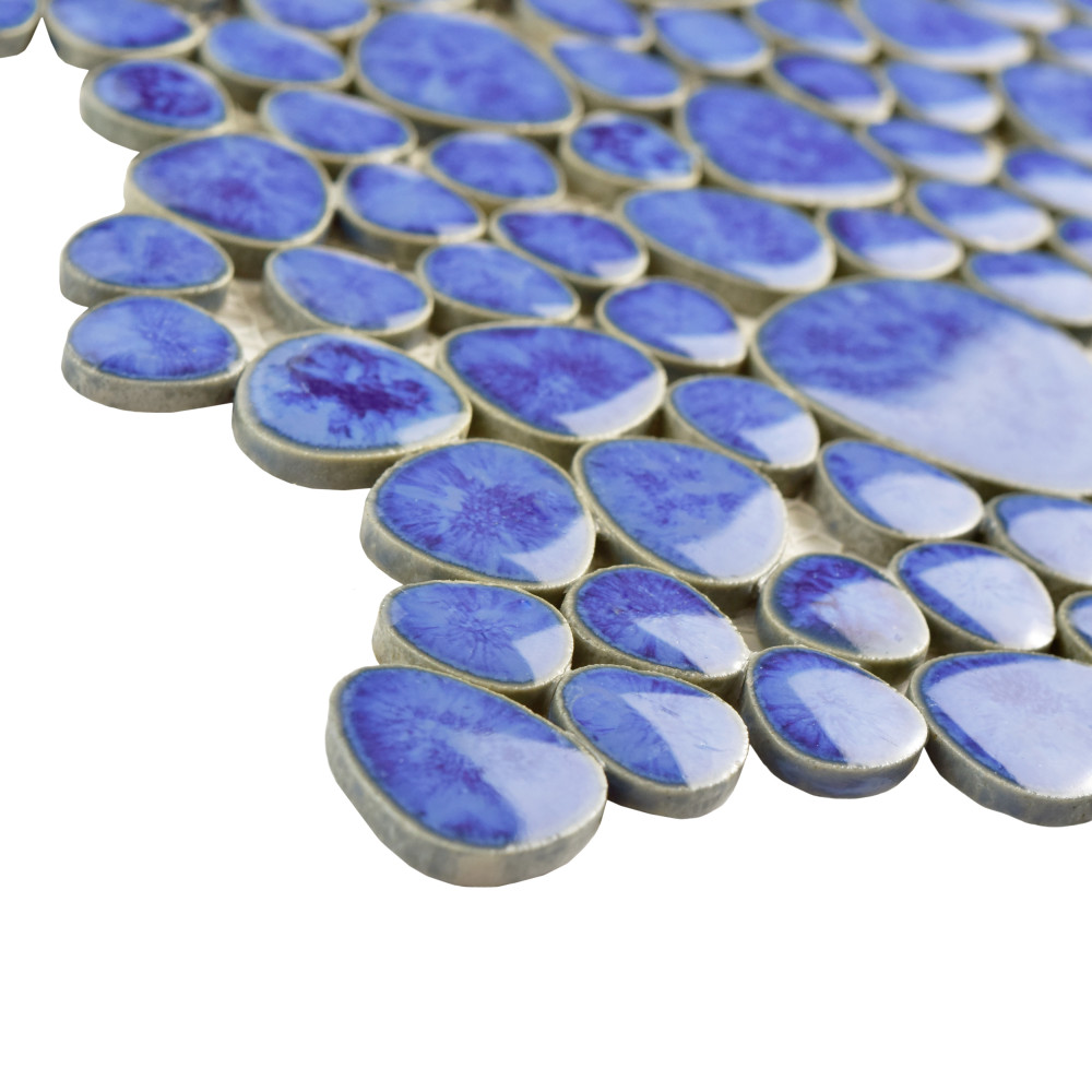 Pebble Blue Cloud 10-3/4 in. x 10-7/8 in. Porcelain Mosaic Tile