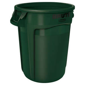 Rubbermaid Commercial, VENTED BRUTE®, 32gal, Resin, Green, Round, Receptacle