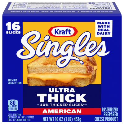 Kraft Singles Ultra Thick American Cheese Slices 16 oz Package (16 Slices)