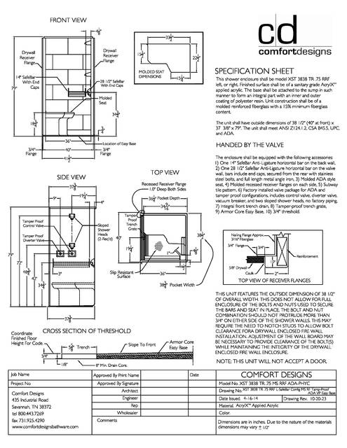 Spec Sheet — Cd Shower Spec Sheet Xst 3838tr 75 Ms Rf Phyc
