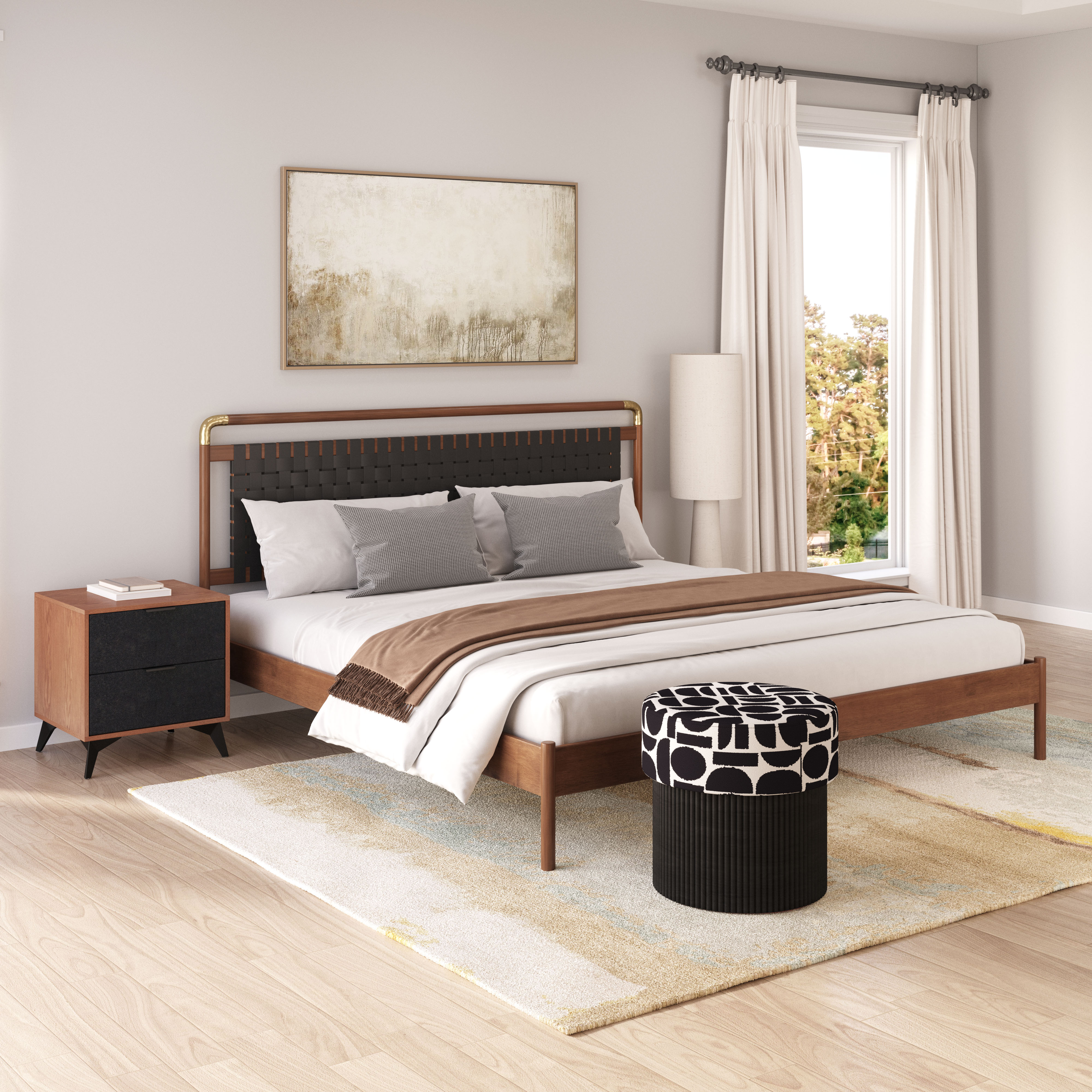 Netz King Bed Black & Walnut product image
