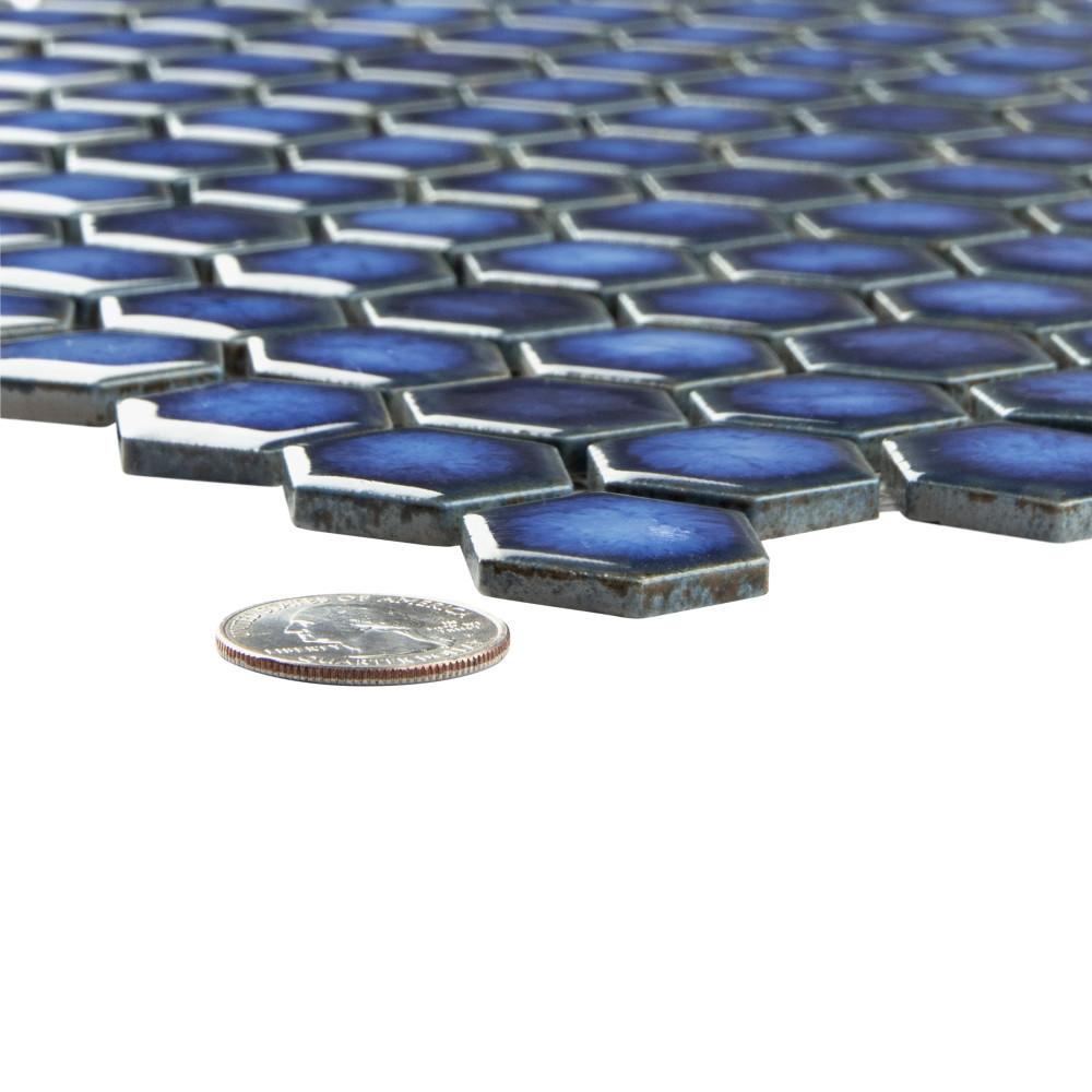 Hudson 1″ Hex Sapphire 11-7/8 in. x 13-1/4 in. Porcelain Mosaic Tile