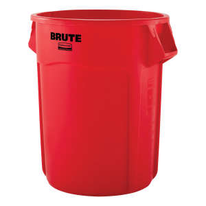 Rubbermaid Commercial, VENTED BRUTE®, 55 gal, Resin, Red, Round, Receptacle