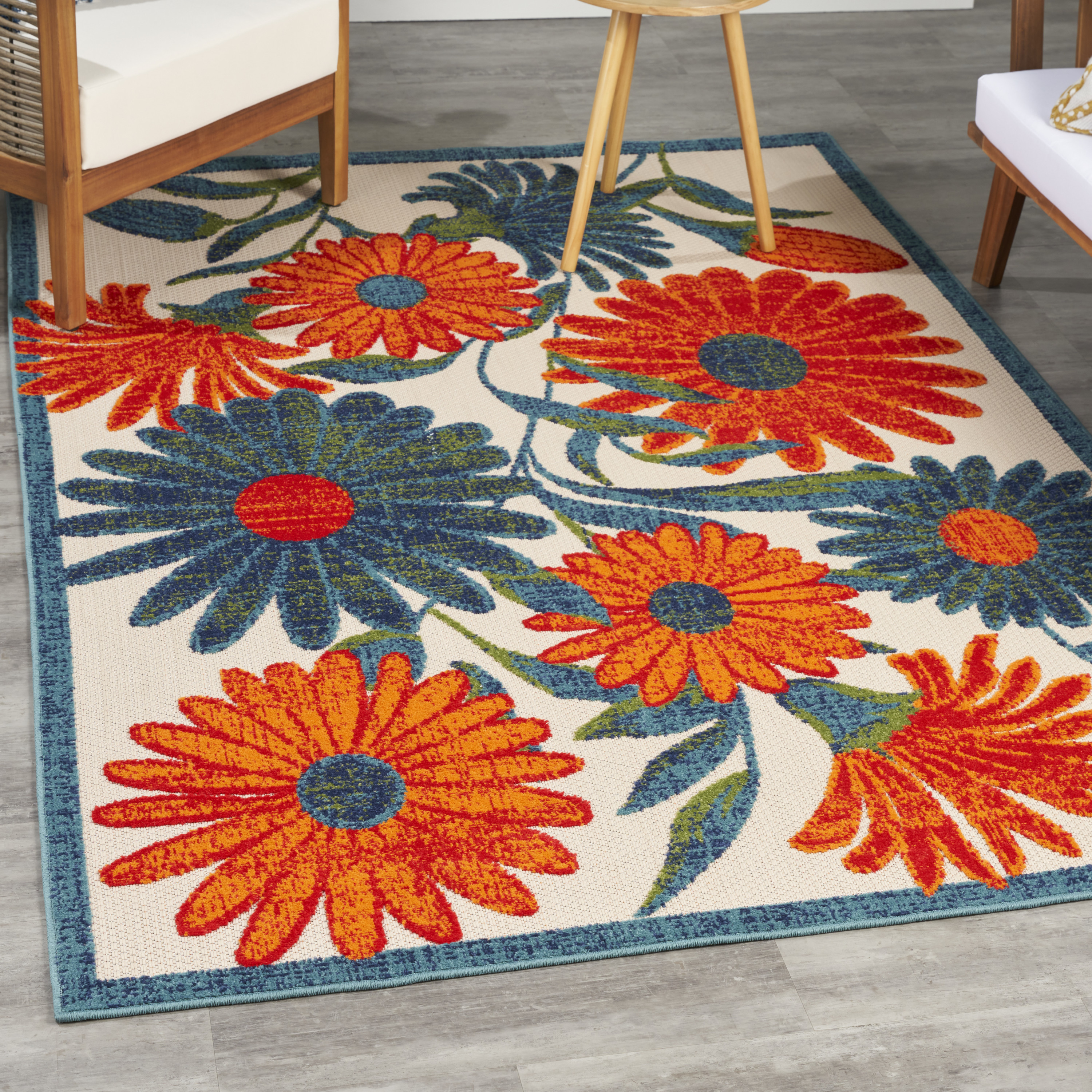 Nourison Aloha 6' x 9' Ivory Multicolor Outdoor Rug