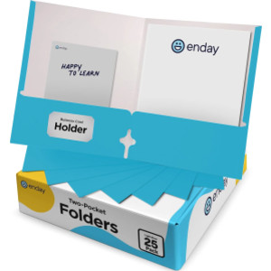 Two-Pocket Paper Folders, Letter Size, Light blue, 25 Pack