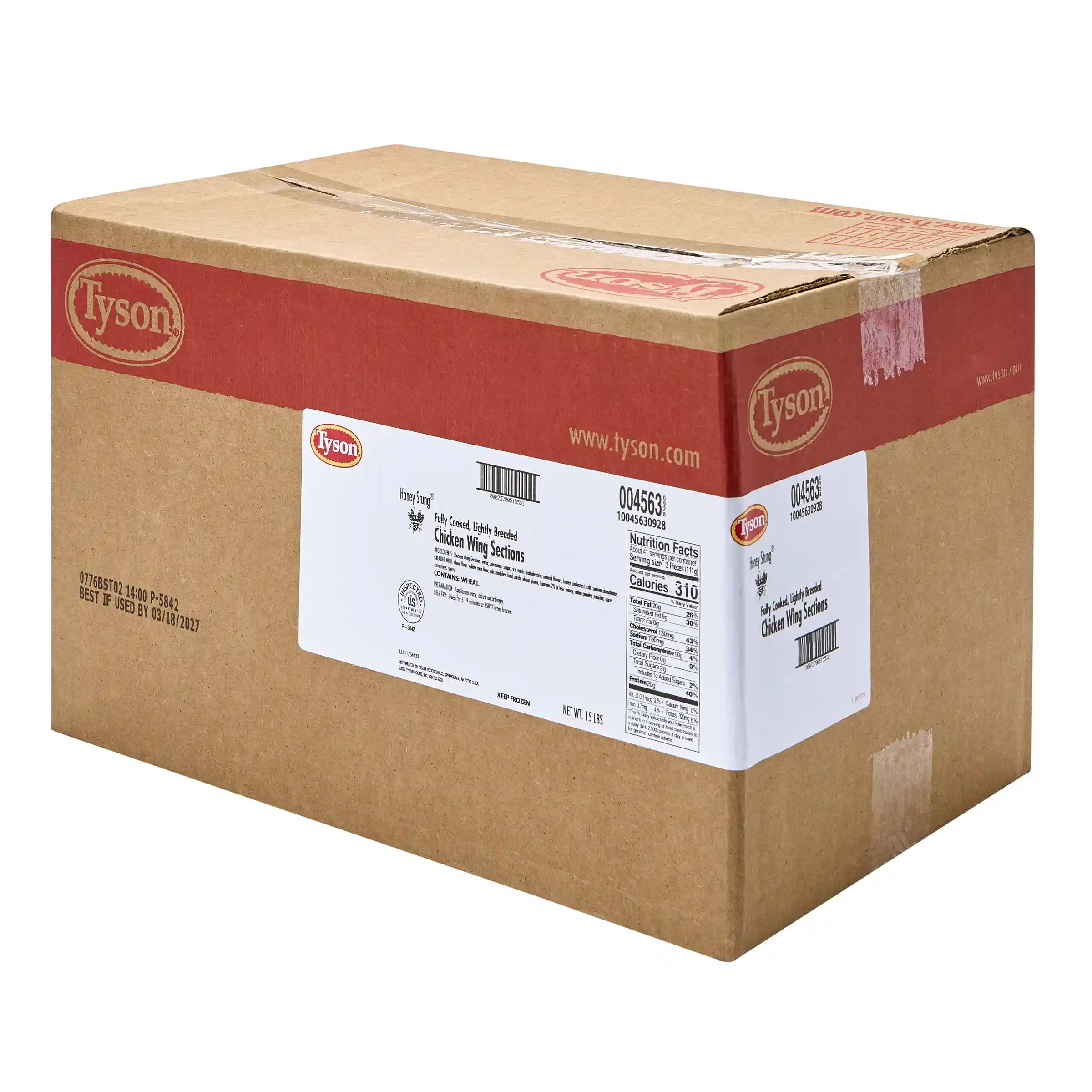 Tyson® Honey Stung® Fully Cooked Lightly Breaded Original Honey Bone-In Chicken Wing Sections, Jumbo_image_5