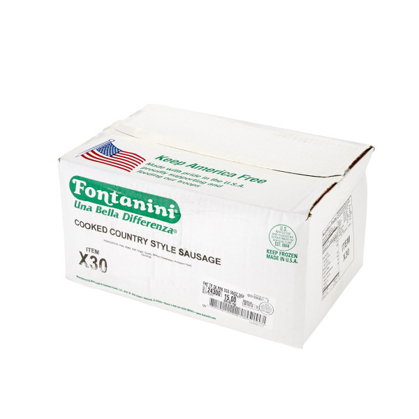 FONTANINI(r) Country Style Sausage Topping, Cooked, 50/oz, 3/5 lb . C1RA - Front Right Closed Case (Hi Res)