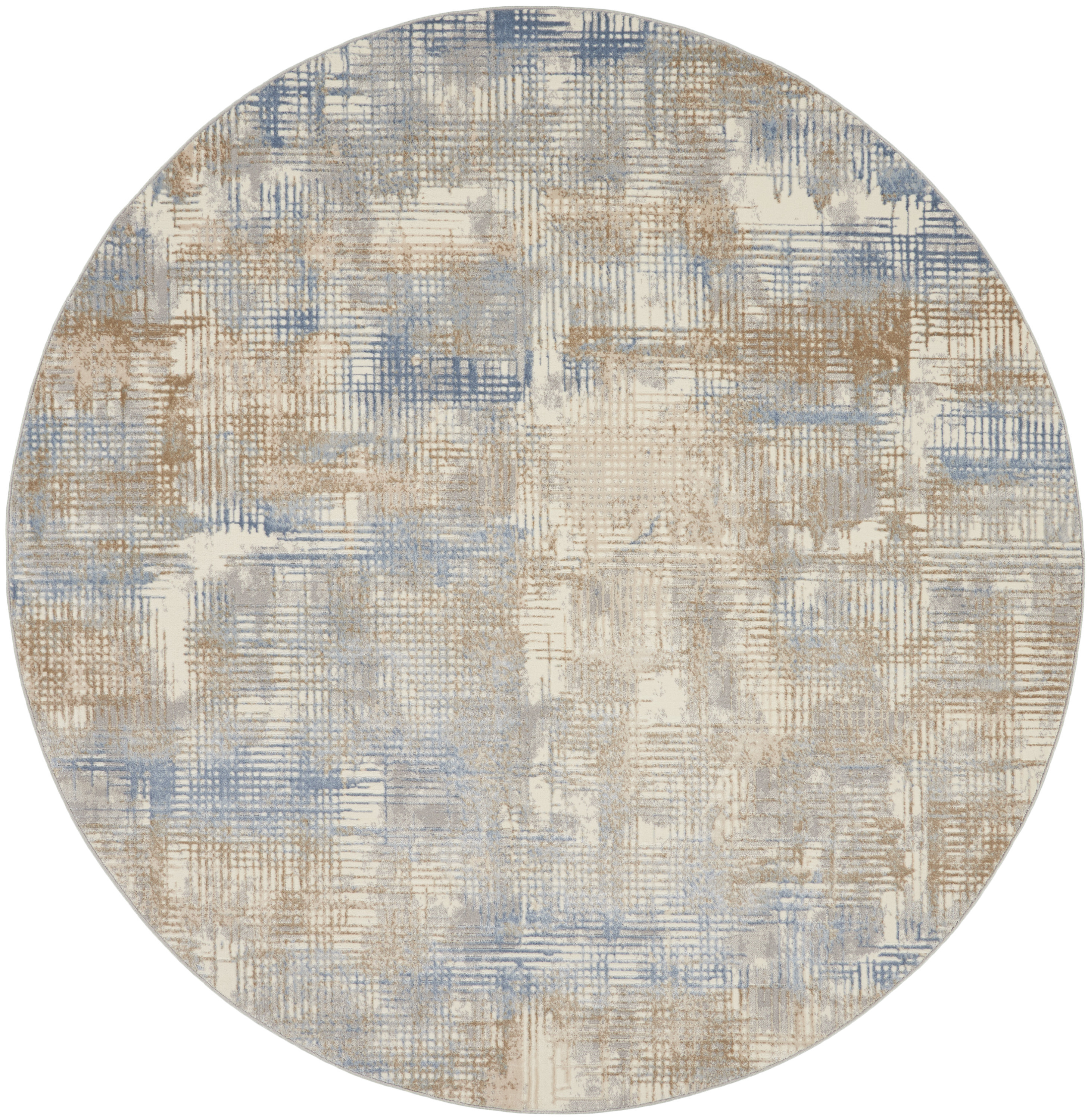 Calvin Klein CK950 Rush 8' x Round Blue Beige Modern Indoor Rug