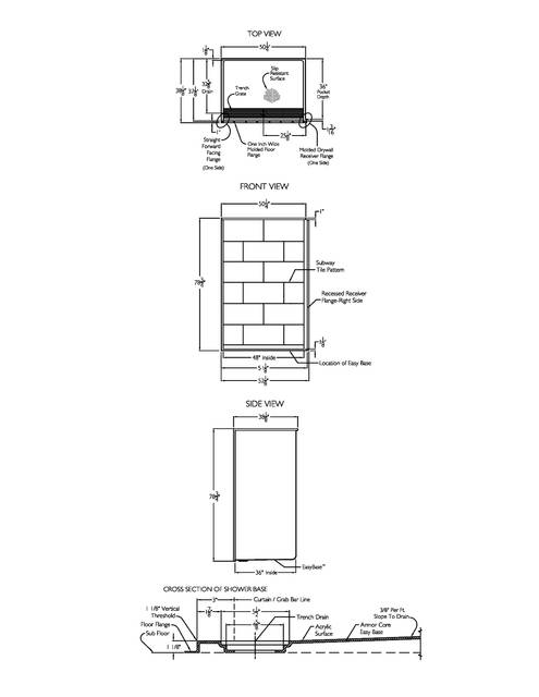 Technical Drawing — Cd Shower Tech Draw Asura Sst 4836 Tr 1 125 Lh Rf