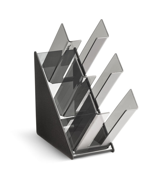 Three-compartment countertop cup and lid organizer