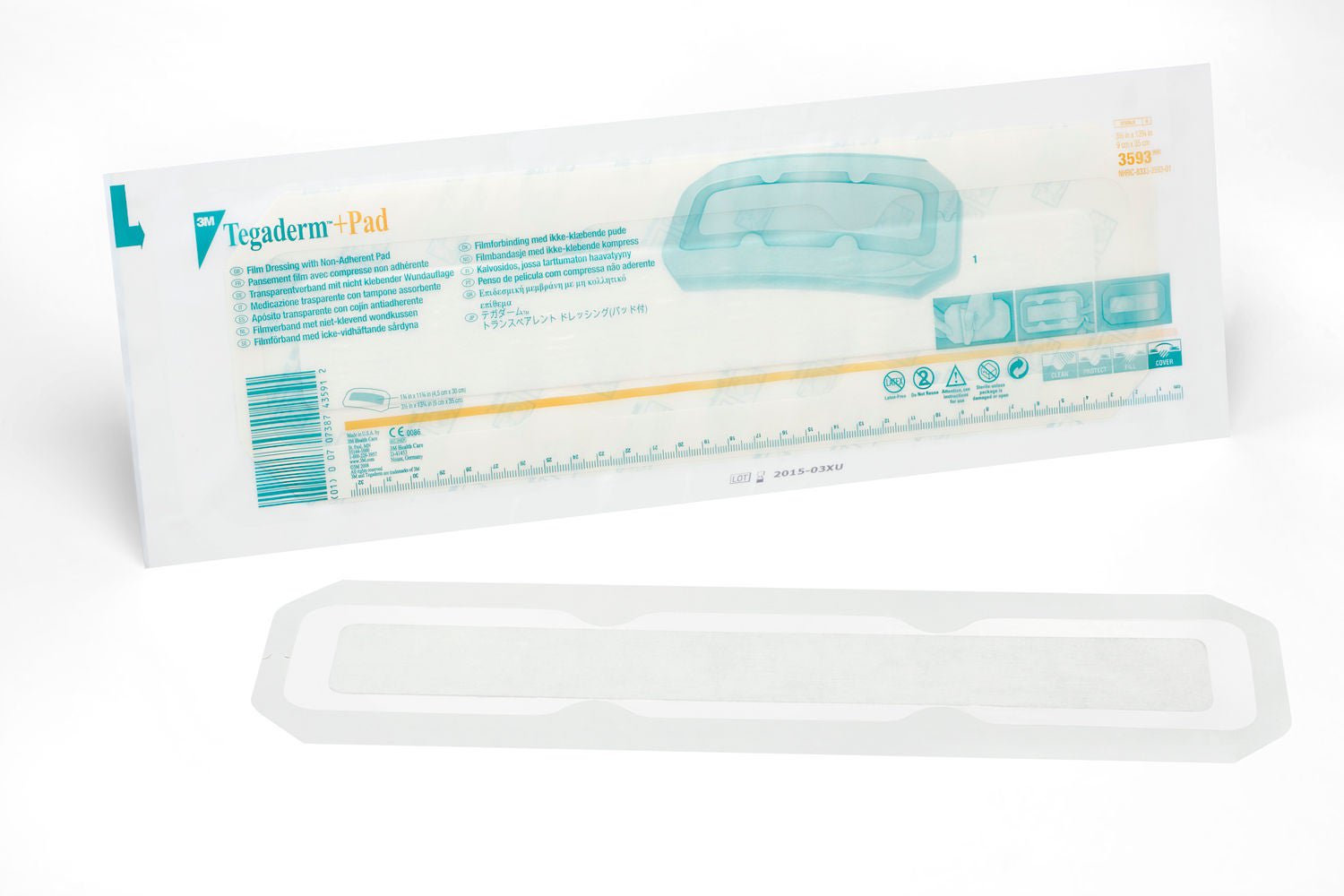 3M™ Tegaderm™ Transparent Film Dressing with Pad, 3-1/2 x 13-3/4 Inch