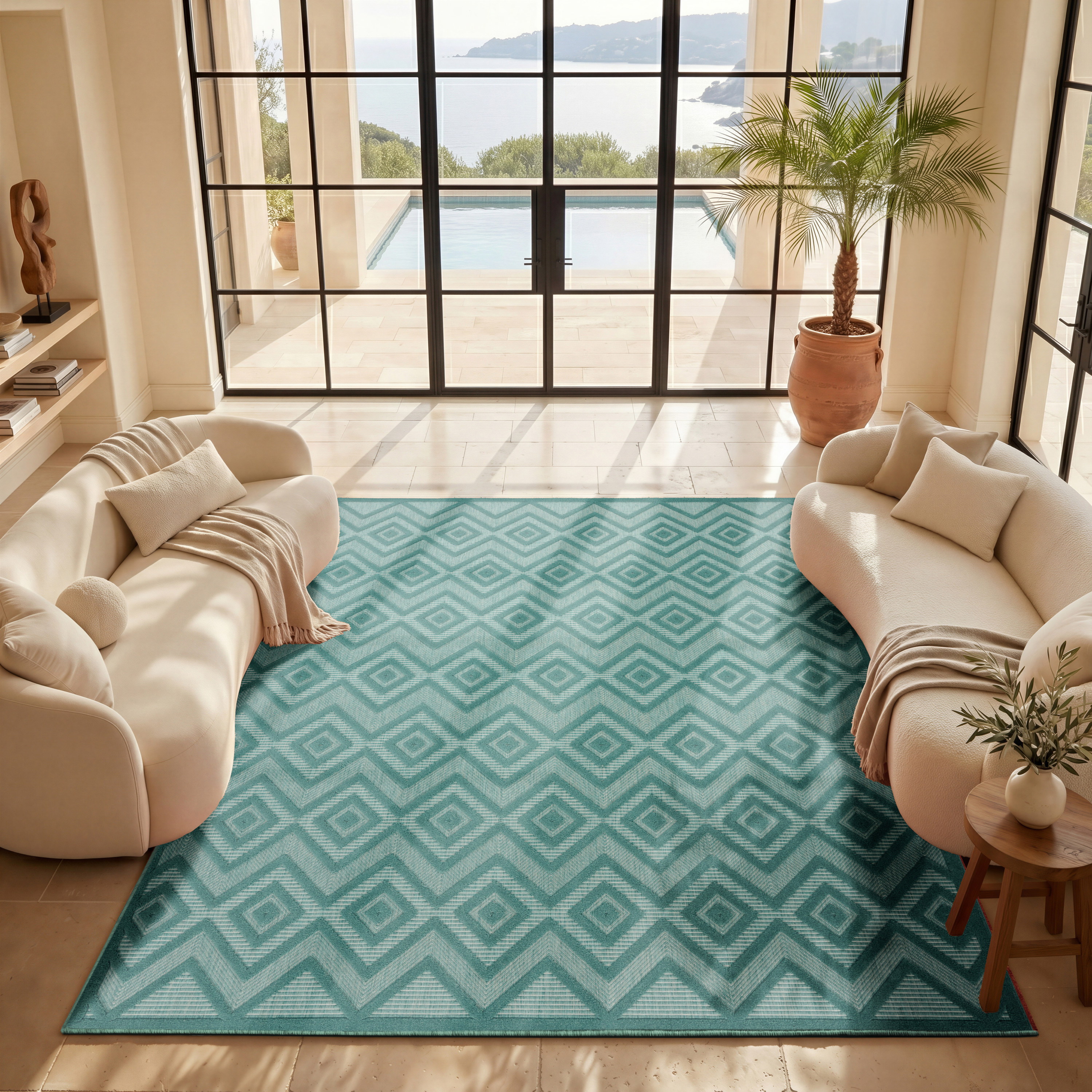 Nourison Versatile 7' x 10' Aqua Teal Modern Rug