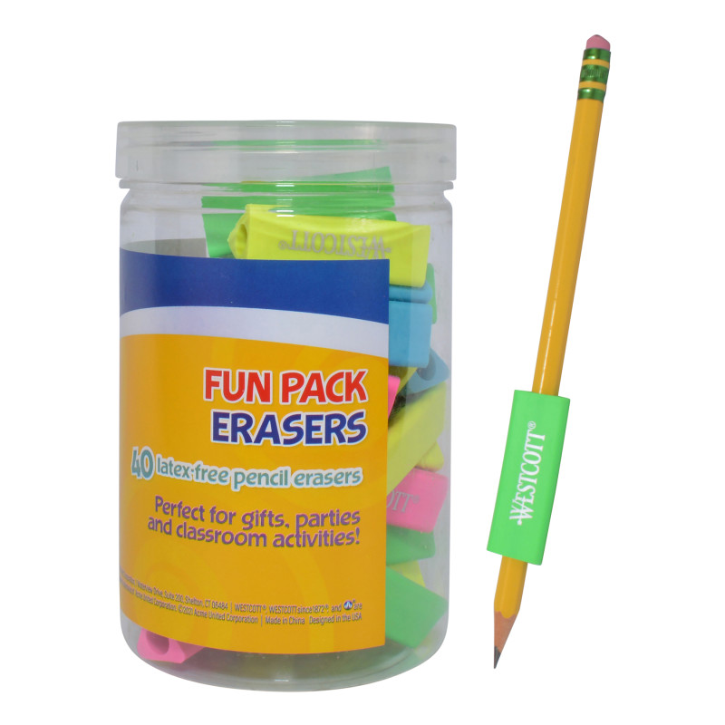 Erasers Fun Pack, Assorted Colors, 40 Count