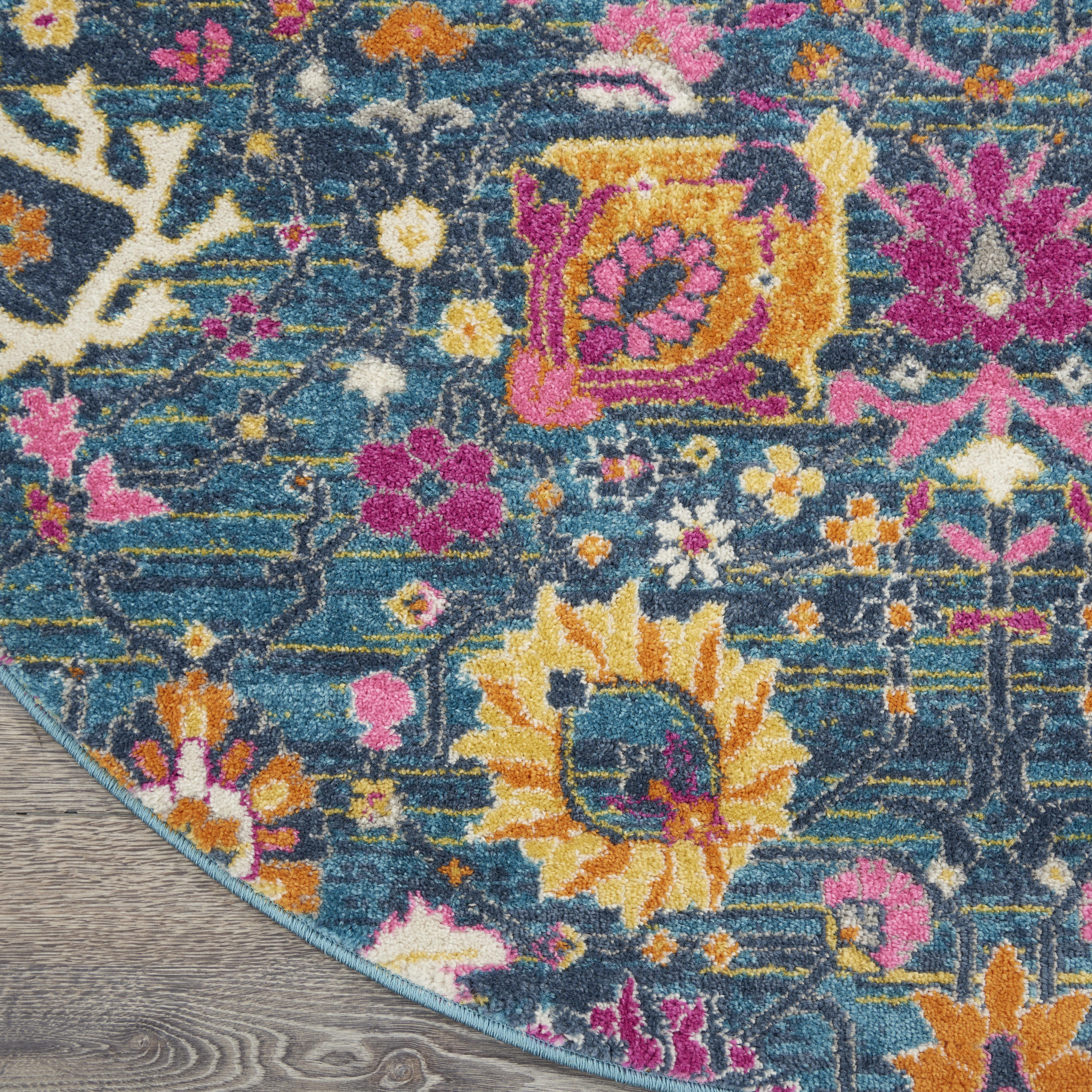 Nourison Passion 8' x Round Denim Bohemian Indoor Rug