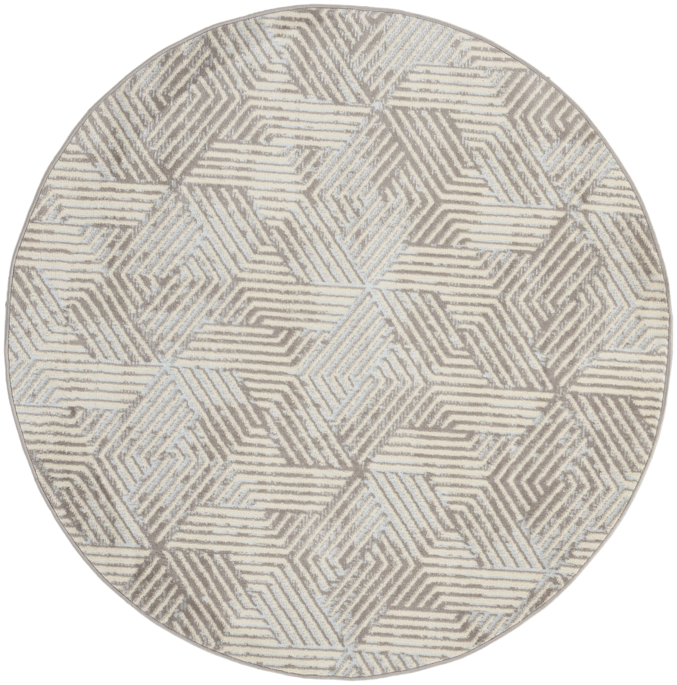 Nourison Grafix 4' x Round Grey Modern Indoor Rug