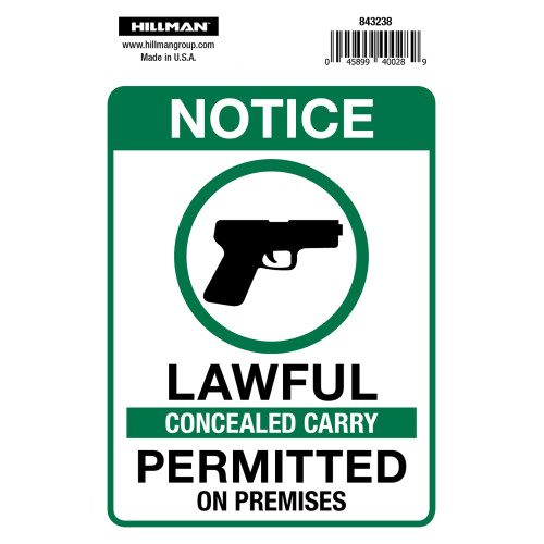Lawful Concealed Carry Permitted Sign