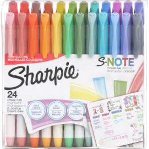 S-Note Creative Markers, Highlighters, Assorted Colors, Chisel Tip, 24 Count