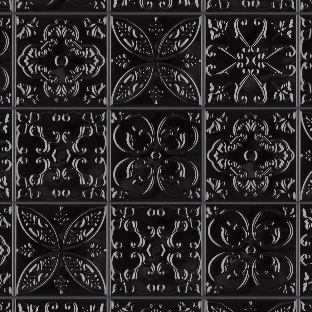 Trend Black 8x8 Square Ceramic Wall Only Digital Pattern