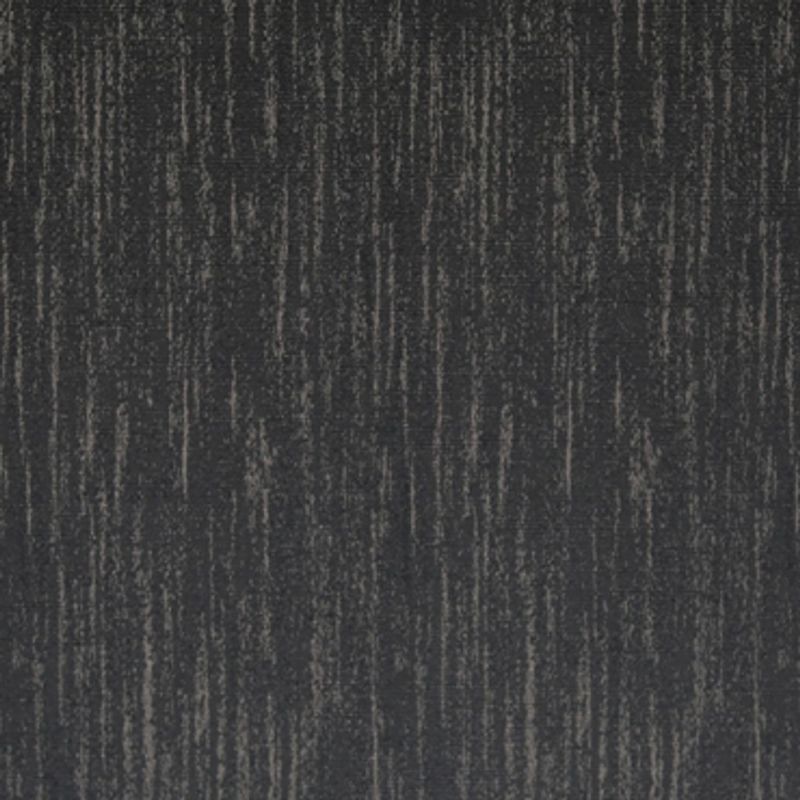 Dark charcoal textured wallpaper or fabric panel featuring irregular vertical lighter streaks; close-up view showing grainy, slightly raised surface texture under even, neutral lighting.