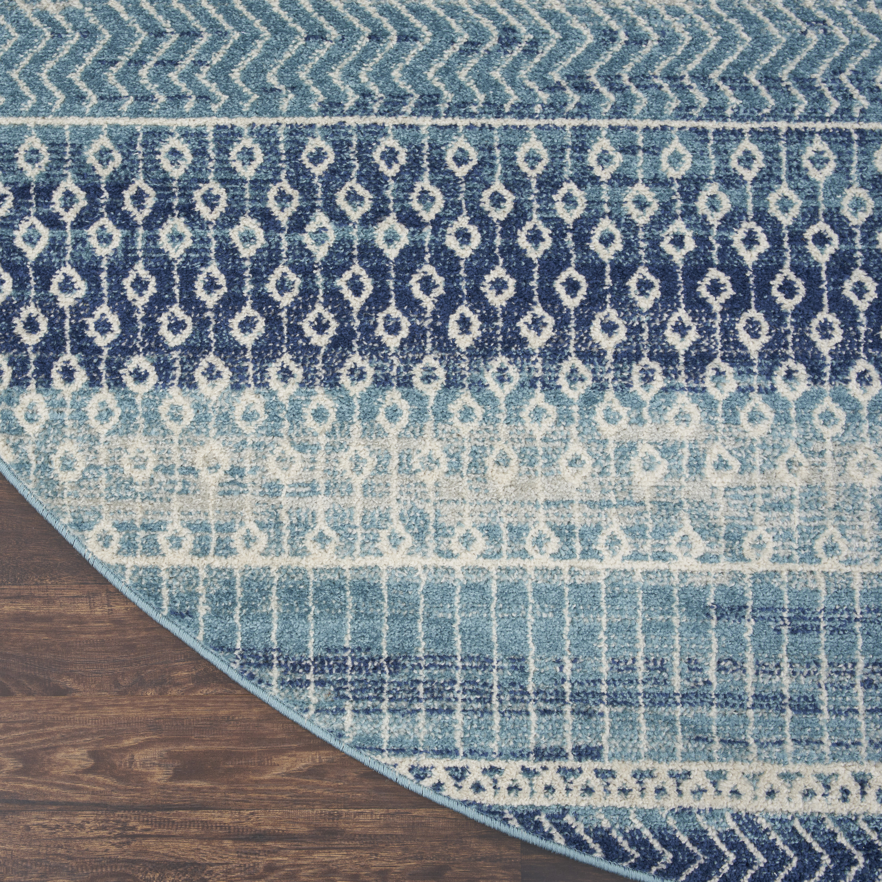 Nourison Passion 8' x Round Navy Blue Bohemian Indoor Rug