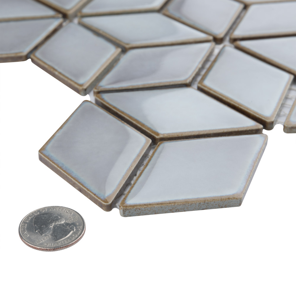 Hudson Rhombus Grey Eye 10-1/4 in. x 11-3/4 in. Porcelain Mosaic Tile