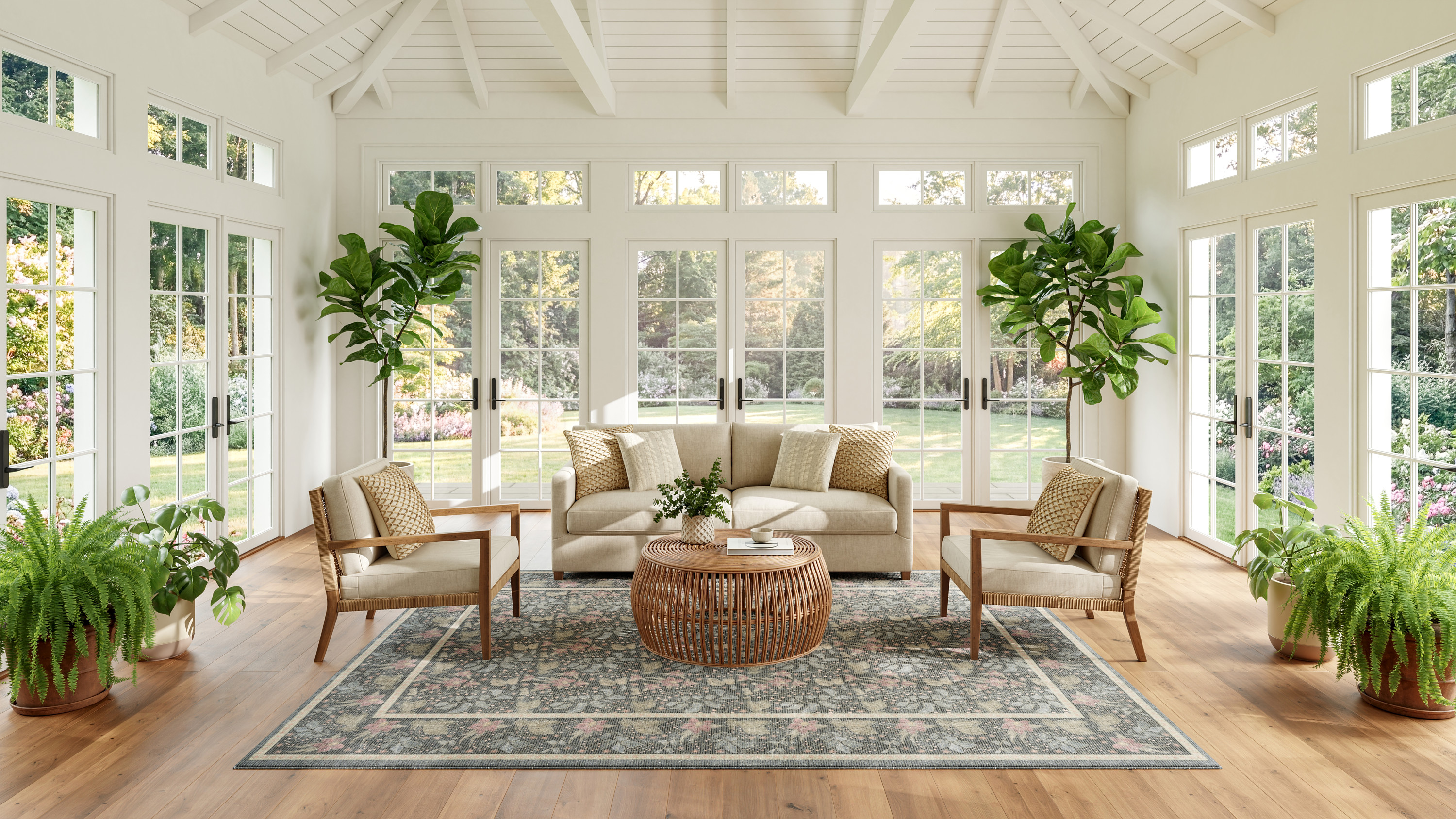 Nourison Botanical Washables 7'6" x 9'10" Charcoal Multicolor Farmhouse Indoor Rug