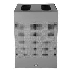 Rubbermaid Commercial, Silhouettes, Dual Stream, 34 gal, Metal, Silver, Square, Receptacle