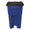 Rubbermaid Commercial, Rollout, 50 gal, Resin, Blue, Square, Receptacle