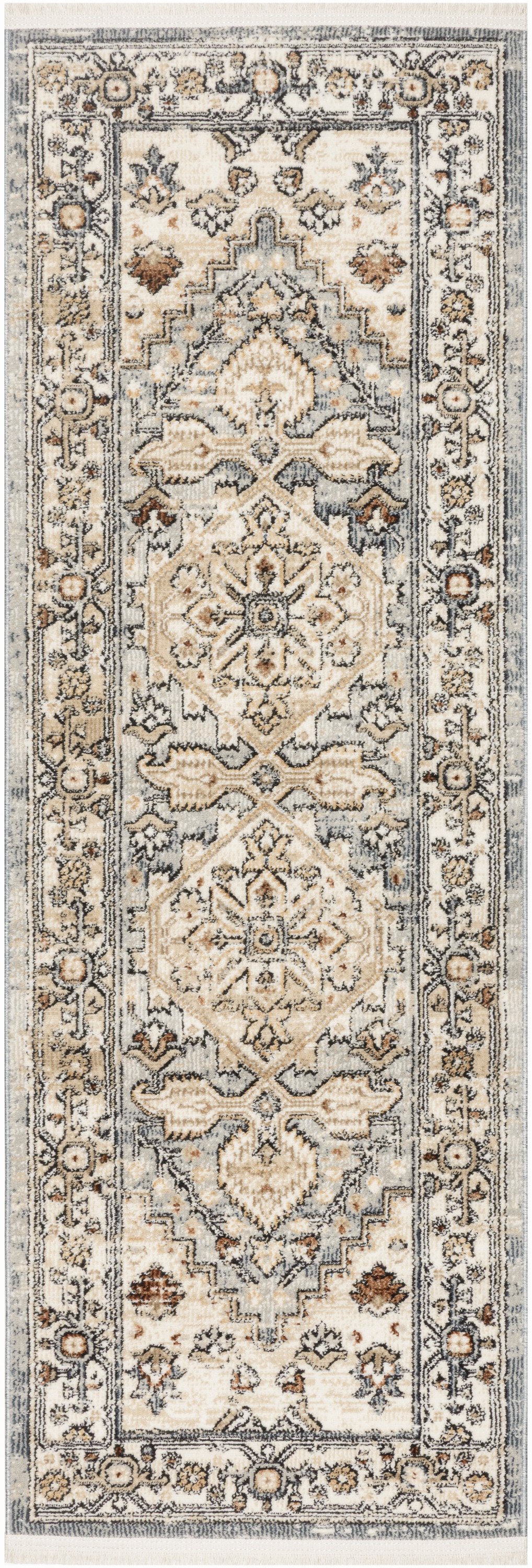 Nourison Pardis 2' x 6' Blue Taupe Vintage Indoor Rug