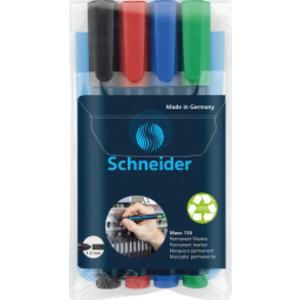 Maxx 130 Permanent Markers, 1 + 3 mm Bullet Tip, 4 Assorted Ink Colors (Black, Red, Blue, Green)