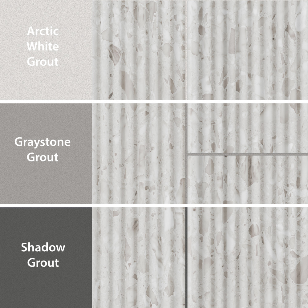 Marbilia Fluted Terrazo White 15-3/4 in. x 47-1/4 in. Porcelain Wall Tile