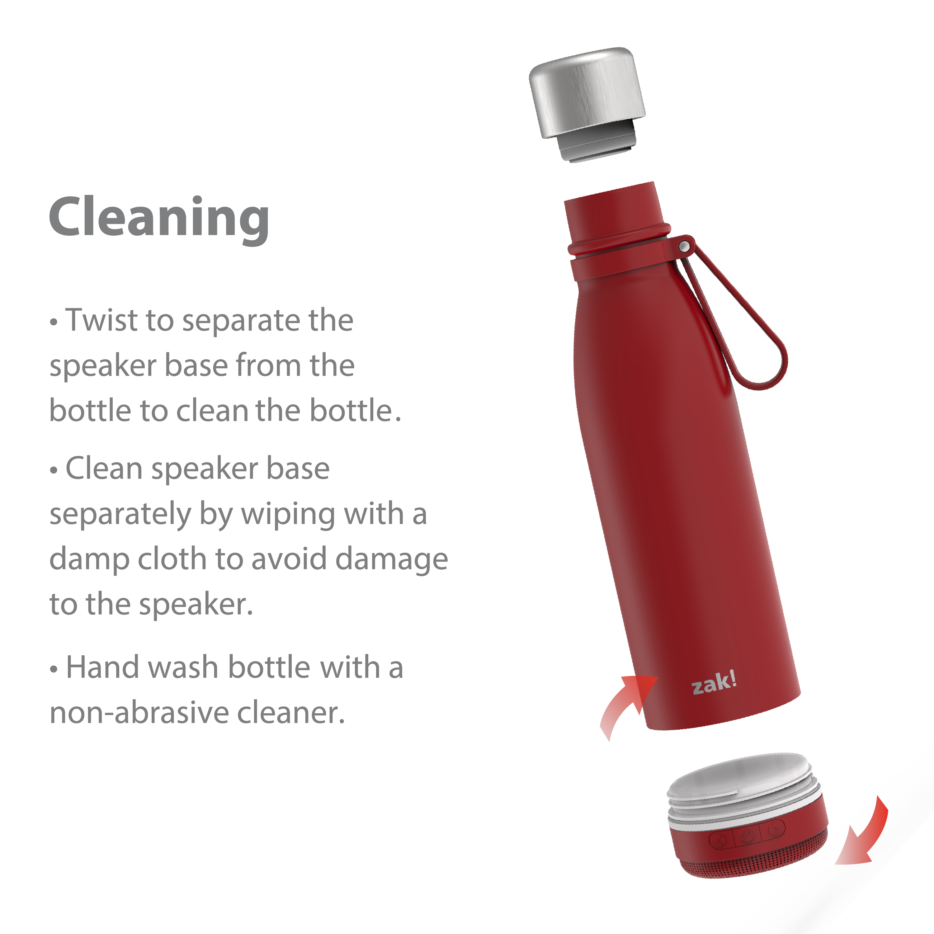 Zak Play 17.5 ounce Stainless Steel Tumbler with Bluetooth Speaker, Red