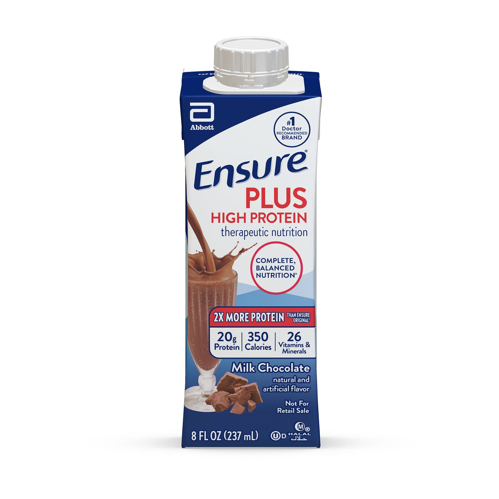 Ensure® Plus High Protein Therapeutic Nutrition Shake, Chocolate, 8-ounce carton