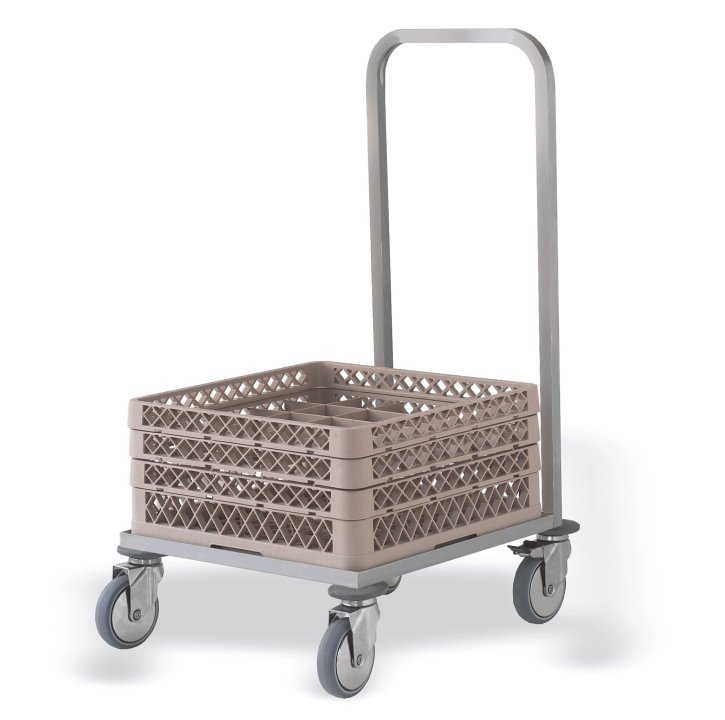 Stainless Steel trolley for dishwasher racks with handle