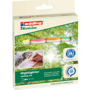 24 Series EcoLine Highlighter, Assorted Colors, Set of 4