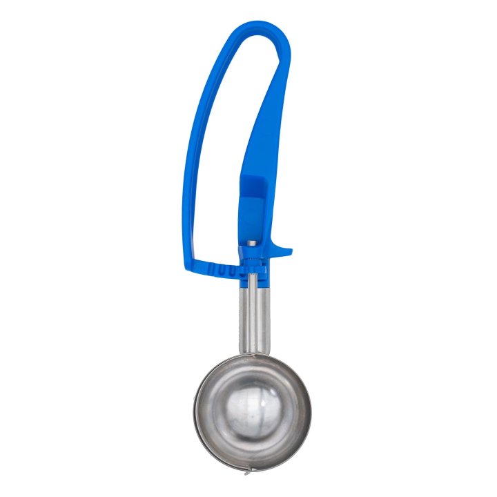 2-ounce disher with royal blue squeeze handle