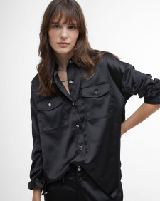 Della Satin Long-Sleeved Shirt Classic Black