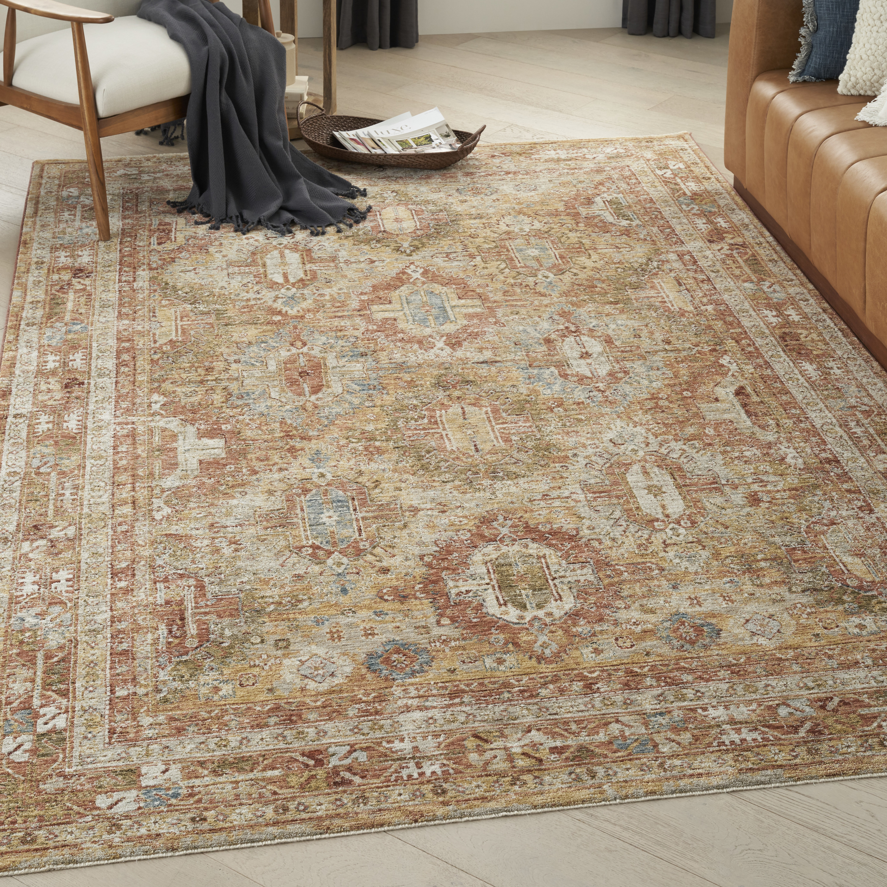 Nourison Sahar 7'10" x 10'4" Rust Vintage Indoor Rug