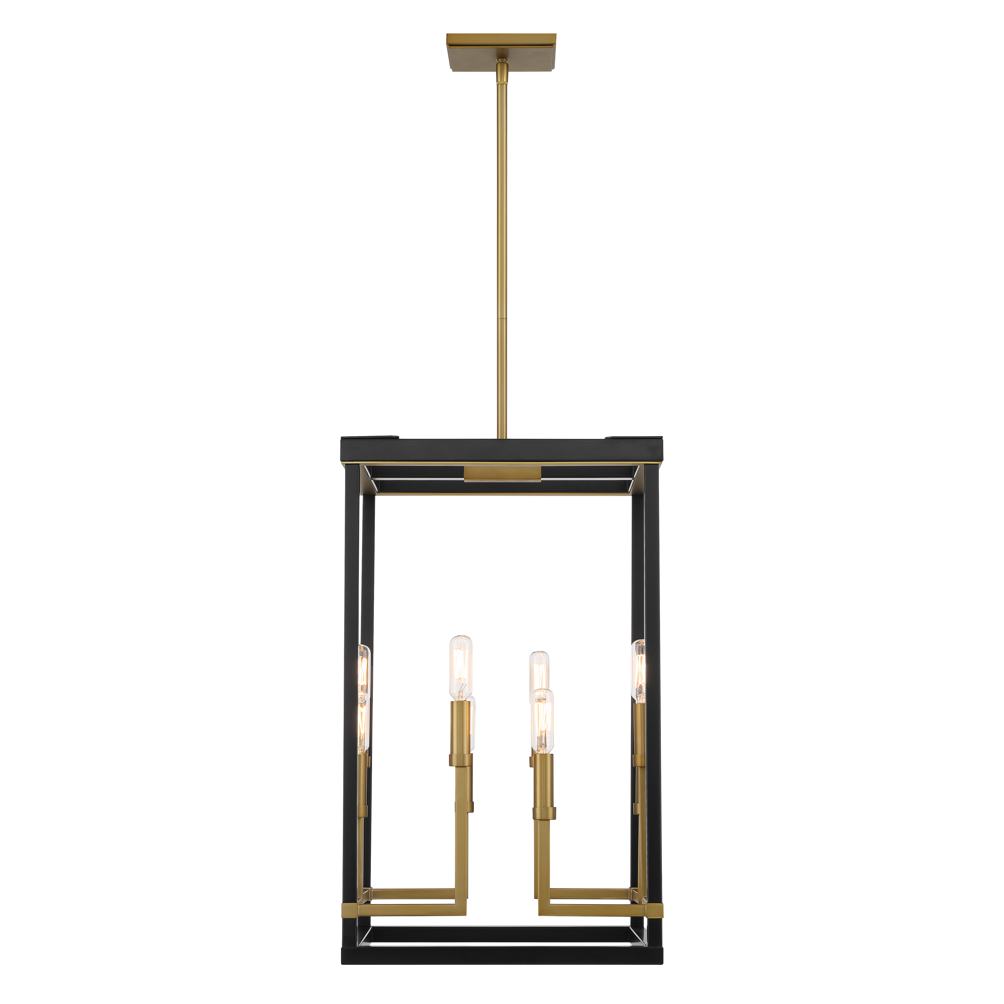 The Union Estates 8-Light Pendant combines modern sophistication with industrial charm through its distinctive coal and soft brass finish. Eight candelabra bulbs provide ample illumination while the steel construction ensures durability. - alternate view