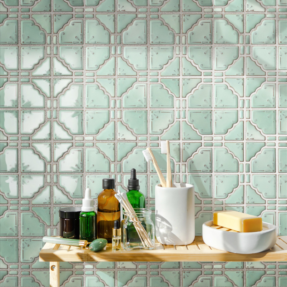 Sample – Hudson Moonbeam Mint Green Porcelain Mosaic Tile