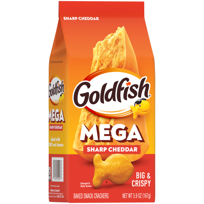 Goldfish® Sharp Cheddar Baked Snack Crackers, 5.9 oz, bag - Left Angle Image