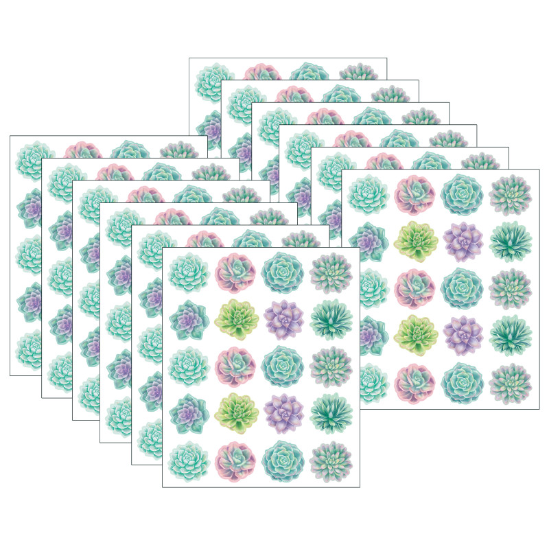 Rustic Bloom Succulents Stickers, 120 Per Pack, 12 Packs
