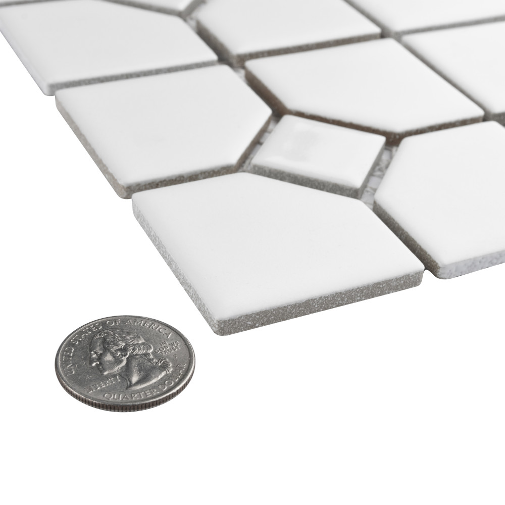 Oxford Matte White w/ Glossy White Dot 11-3/8 in. x 11-3/8 in. Porcelain Mosaic Tile