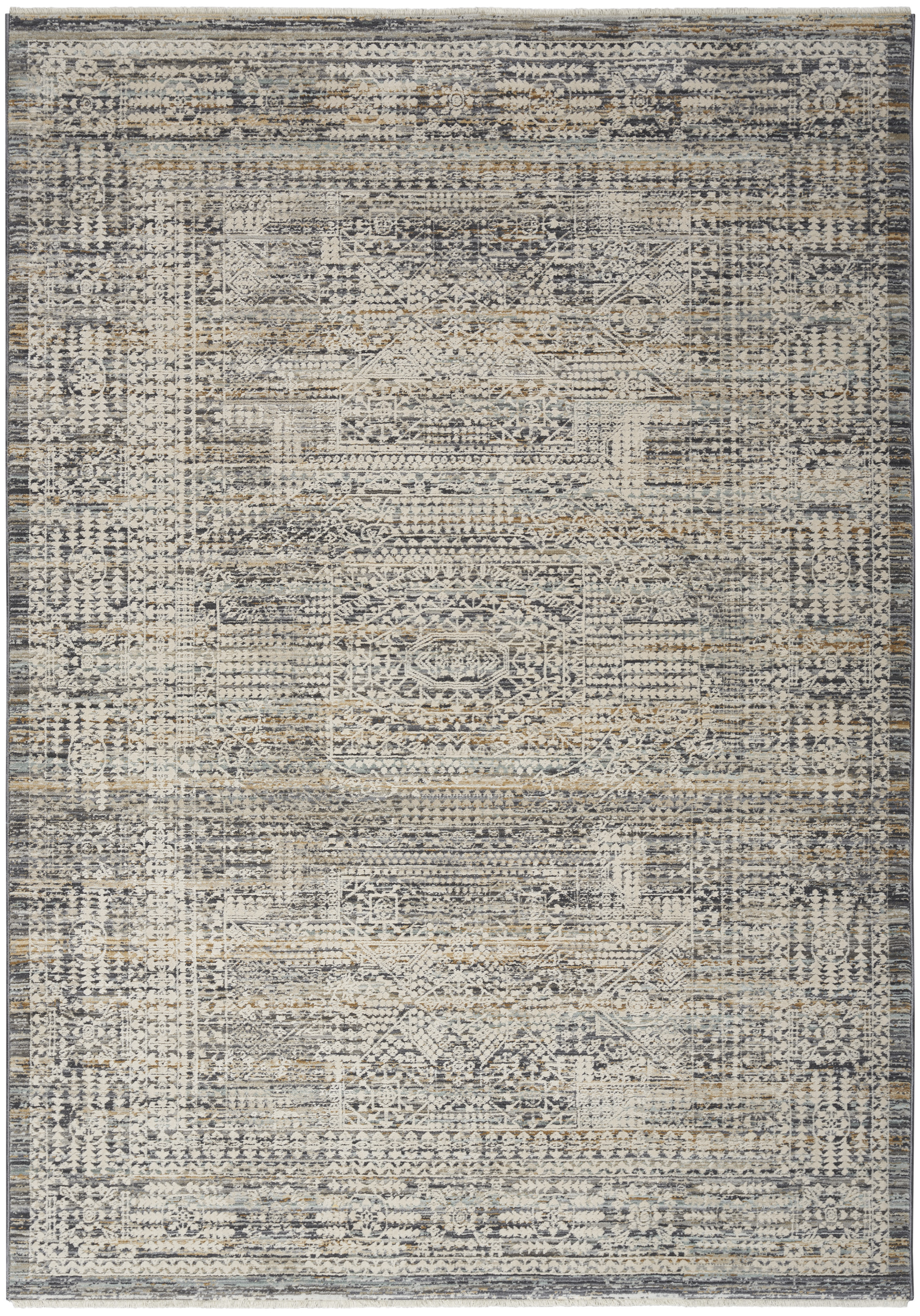 Nourison Lynx 5'3" x 7'10" Ivory Slate Vintage Indoor Rug